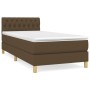 Cama box spring con colchón tela marrón oscuro 90x190 cm de vidaXL, Camas y somieres - Ref: Foro24-3140820, Precio: 280,82 €,...