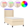 Cama box spring colchón y luces LED tela color crema 90x190 cm de vidaXL, Camas y somieres - Ref: Foro24-3138442, Precio: 366...