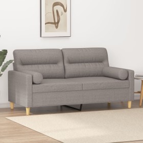 Sofá de 2 plazas con cojines tela gris taupe 140 cm en Sofás | Comprar online en Foru.es