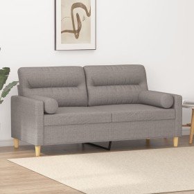 Sofá de 2 plazas con cojines tela gris taupe 140 cm en Sofás | Comprar online en Foru.es