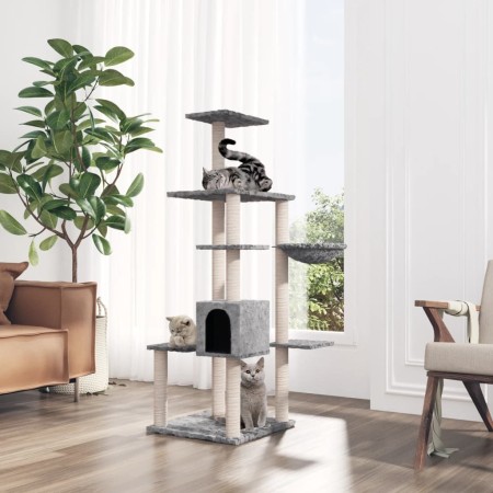 Rascador para gatos con postes de sisal gris claro 142 cm en Mobiliario para gatos | Comprar online en Foru.es