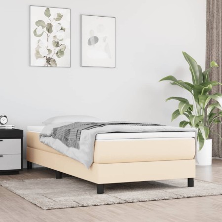 Cama box spring con colchón tela color crema 90x190 cm de vidaXL, Camas y somieres - Ref: Foro24-3144042, Precio: 299,63 €, D...