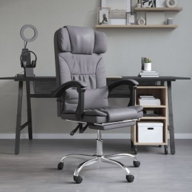 Silla de oficina reclinable masaje cuero sintético gris de vidaXL, Sillas de oficina - Ref: Foro24-349745, Precio: 129,39 €, ...