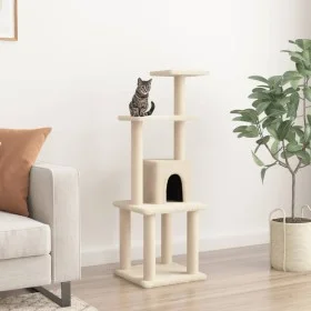 Rascador para gatos con postes de sisal crema 105 cm de vidaXL, Mobiliario para gatos - Ref: Foro24-171466, Precio: 43,67 €, ...