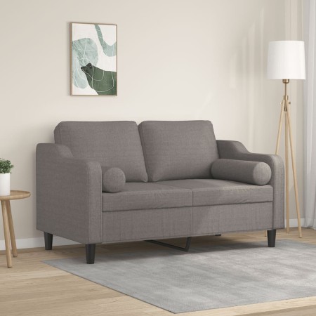 Sofá de 2 plazas con cojines tela gris taupe 120 cm en Sofás | Comprar online en Foru.es