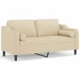 Sofá de 2 plazas con cojines tela color crema 140 cm en Sofás | Comprar online en Foru.es