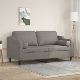 Sofá de 2 plazas con cojines tela gris taupe 140 cm en Sofás | Comprar online en Foru.es