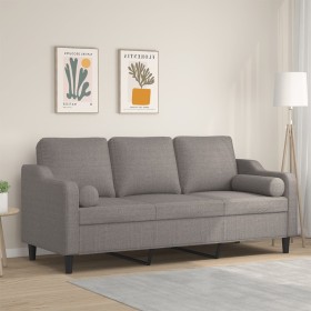 Sofá de 3 plazas con cojines tela gris taupe 180 cm en Sofás | Comprar online en Foru.es