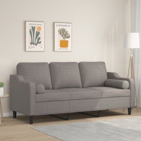 Sofá de 3 plazas con cojines tela gris taupe 180 cm en Sofás | Comprar online en Foru.es