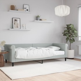 Sofá cama con colchón terciopelo gris claro 80x200 cm de vidaXL, Camas y somieres - Ref: Foro24-3197740, Precio: 313,33 €, De...