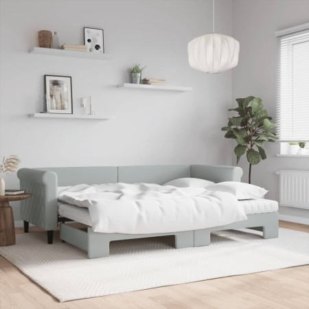 Sofá cama nido con colchón terciopelo gris claro 80x200 cm de vidaXL, Camas y somieres - Ref: Foro24-3197788, Precio: 420,02 ...