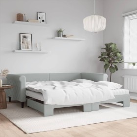 Sofá cama nido con colchón terciopelo gris claro 100x200 cm de vidaXL, Camas y somieres - Ref: Foro24-3197802, Precio: 438,88...