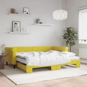 Sofá cama nido con colchón terciopelo amarillo 90x200 cm de vidaXL, Camas y somieres - Ref: Foro24-3197800, Precio: 437,42 €,...