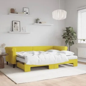 Trundle sofa bed with drawers yellow velvet 80x200 cm by vidaXL, Beds and slatted bases - Ref: Foro24-3197793, Price: 411,32 ...