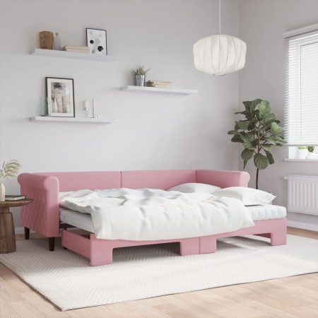 Sofá cama nido con colchón terciopelo rosa 80x200 cm de vidaXL, Camas y somieres - Ref: Foro24-3197791, Precio: 427,21 €, Des...