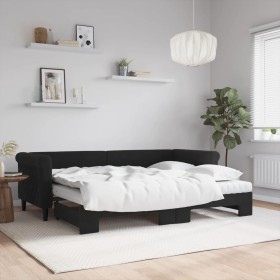 Sofá cama nido con colchón terciopelo negro 80x200 cm de vidaXL, Camas y somieres - Ref: Foro24-3197792, Precio: 418,59 €, De...