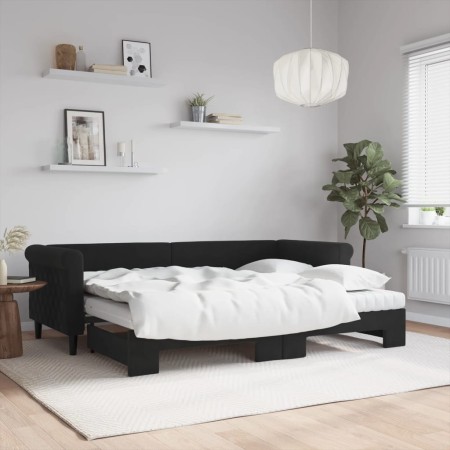 Sofá cama nido con colchón terciopelo negro 80x200 cm de vidaXL, Camas y somieres - Ref: Foro24-3197792, Precio: 418,59 €, De...