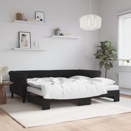Sofá cama nido con colchón terciopelo negro 90x190 cm de vidaXL, Camas y somieres - Ref: Foro24-3197810, Precio: 413,31 €, De...