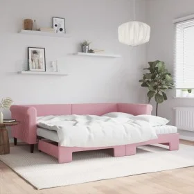 Sofá cama nido con colchón terciopelo rosa 90x200 cm de vidaXL, Camas y somieres - Ref: Foro24-3197798, Precio: 445,30 €, Des...
