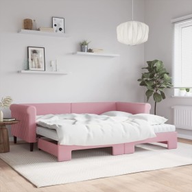 Sofá cama nido con colchón terciopelo rosa 90x200 cm de vidaXL, Camas y somieres - Ref: Foro24-3197798, Precio: 444,38 €, Des...
