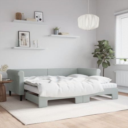 Sofá cama nido con colchón terciopelo gris claro 90x200 cm de vidaXL, Camas y somieres - Ref: Foro24-3197795, Precio: 442,47 ...