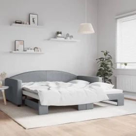 Sofá cama nido tela gris claro 100x200 cm de vidaXL, Camas y somieres - Ref: Foro24-3197193, Precio: 259,57 €, Descuento: %