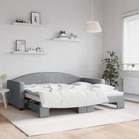 Sofá cama nido tela gris claro 90x190 cm de vidaXL, Camas y somieres - Ref: Foro24-3197198, Precio: 238,65 €, Descuento: %