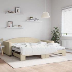 Sofá cama nido con colchón tela crema 100x200 cm de vidaXL, Camas y somieres - Ref: Foro24-3197215, Precio: 434,29 €, Descuen...