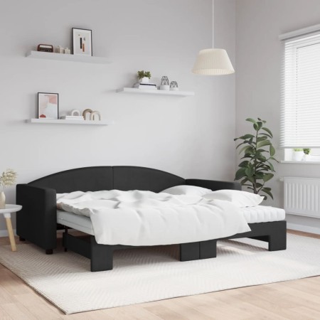 Sofá cama nido con colchón tela negro 90x190 cm de vidaXL, Camas y somieres - Ref: Foro24-3197218, Precio: 412,54 €, Descuent...