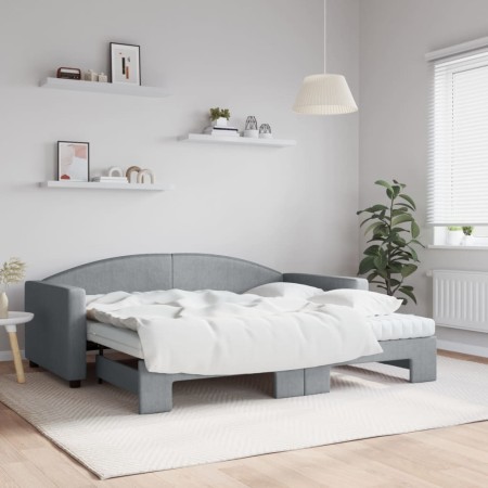 Sofá cama nido con colchón tela gris claro 90x190 cm de vidaXL, Camas y somieres - Ref: Foro24-3197216, Precio: 407,90 €, Des...