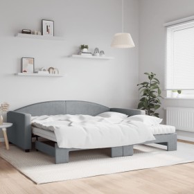 Sofá cama nido con colchón tela gris claro 100x200 cm de vidaXL, Camas y somieres - Ref: Foro24-3197211, Precio: 429,50 €, De...