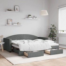 Sofá cama nido con cajones tela gris oscuro 90x190 cm de vidaXL, Camas y somieres - Ref: Foro24-3197235, Precio: 289,09 €, De...