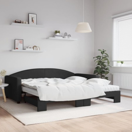 Sofá cama nido con colchón tela negro 100x200 cm de vidaXL, Camas y somieres - Ref: Foro24-3197213, Precio: 438,03 €, Descuen...
