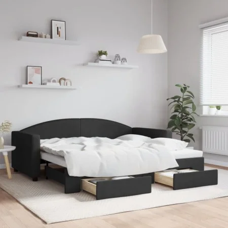 Sofá cama nido con cajones tela negro 90x190 cm de vidaXL, Camas y somieres - Ref: Foro24-3197236, Precio: 284,64 €, Descuent...