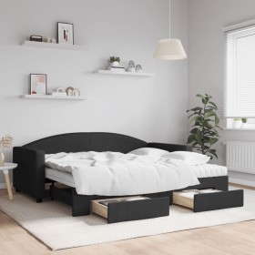 Sofá cama nido con cajones tela negro 90x190 cm de vidaXL, Camas y somieres - Ref: Foro24-3197254, Precio: 449,13 €, Descuent...