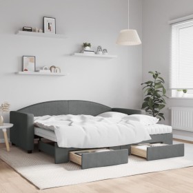 Sofá cama nido con cajones tela gris oscuro 90x190 cm de vidaXL, Camas y somieres - Ref: Foro24-3197253, Precio: 450,75 €, De...