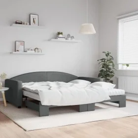 Sofá cama nido con colchón tela gris oscuro 100x200 cm de vidaXL, Camas y somieres - Ref: Foro24-3197212, Precio: 428,67 €, D...