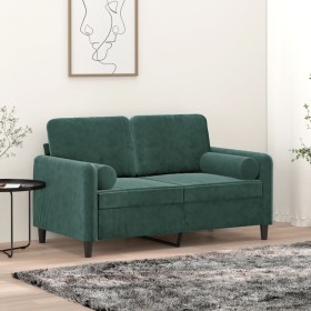 Sofá de 2 plazas con cojines terciopelo verde oscuro 120 cm en Sofás | Comprar online en Foru.es