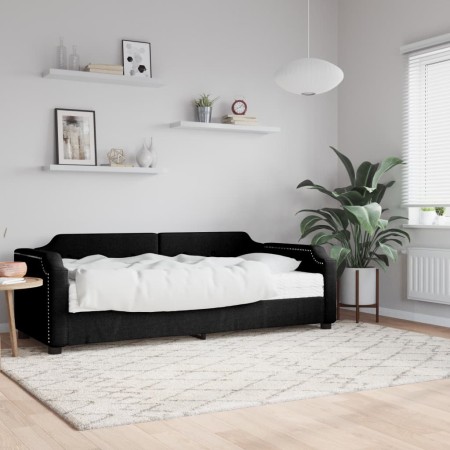 Sofá cama con colchón tela negro 90x190 cm de vidaXL, Camas y somieres - Ref: Foro24-3197628, Precio: 311,65 €, Descuento: %