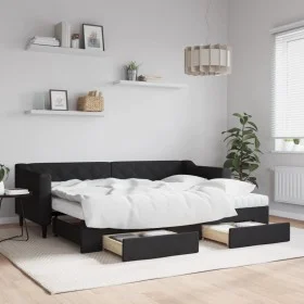 Sofá cama nido con cajones tela negro 80x200 cm de vidaXL, Camas y somieres - Ref: Foro24-3197477, Precio: 454,40 €, Descuent...