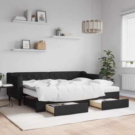 Sofá cama nido con cajones tela negro 80x200 cm de vidaXL, Camas y somieres - Ref: Foro24-3197477, Precio: 452,55 €, Descuent...