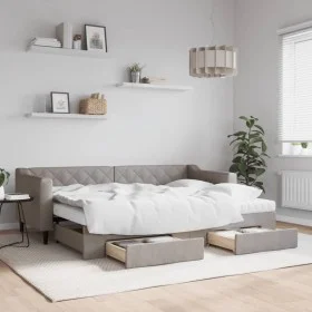 Sofá cama nido con cajones tela gris taupe 80x200 cm de vidaXL, Camas y somieres - Ref: Foro24-3197478, Precio: 455,92 €, Des...