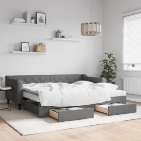 Sofá cama nido con cajones tela gris oscuro 90x200 cm de vidaXL, Camas y somieres - Ref: Foro24-3197481, Precio: 485,68 €, De...