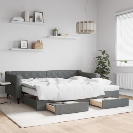 Sofá cama nido con cajones tela gris oscuro 90x200 cm de vidaXL, Camas y somieres - Ref: Foro24-3197481, Precio: 485,68 €, De...