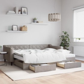 Sofá cama nido con cajones tela gris taupe 90x200 cm de vidaXL, Camas y somieres - Ref: Foro24-3197483, Precio: 478,91 €, Des...