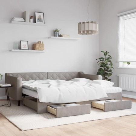 Sofá cama nido con cajones tela gris taupe 90x200 cm de vidaXL, Camas y somieres - Ref: Foro24-3197483, Precio: 478,91 €, Des...