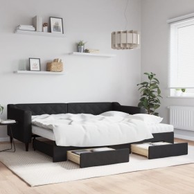 Sofá cama nido con cajones tela negro 90x200 cm de vidaXL, Camas y somieres - Ref: Foro24-3197482, Precio: 478,37 €, Descuent...