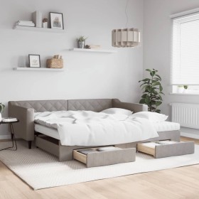 Sofá cama nido con cajones tela gris taupe 100x200 cm de vidaXL, Camas y somieres - Ref: Foro24-3197488, Precio: 486,44 €, De...