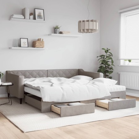 Sofá cama nido con cajones tela gris taupe 100x200 cm de vidaXL, Camas y somieres - Ref: Foro24-3197488, Precio: 486,44 €, De...