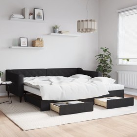 Sofá cama nido con cajones tela negro 100x200 cm de vidaXL, Camas y somieres - Ref: Foro24-3197487, Precio: 478,41 €, Descuen...